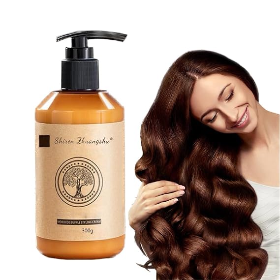 Shiren Zhuangshu Curly Hair Conditioner,Original and Genuine Long-Lasting Styling Moroccan Volume Moisturizing Elasticity Leave in Conditioner for Curly Hair