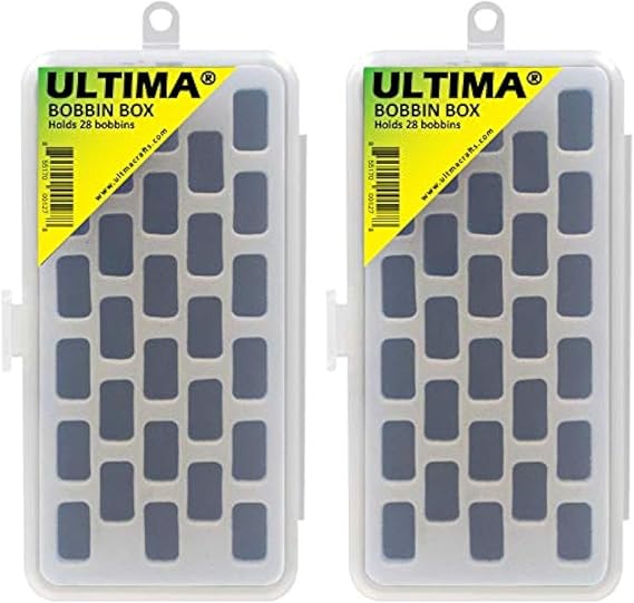 Ultima Bobbin Cases, Two Pack Two Plastic See Through Bobbin Storage Boxes Each Bobbin Holder Holds 28 Class-15 (SA156) Bobbins