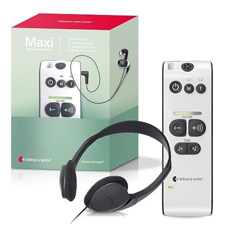 Bellman & Symfon Maxi Classic Hearing Amplifier with Headphones - Assistive Listening Devices with Noise Reduction - Digital Hearing Amplifiers for Seniors - Listen to Conversations with Clear Sound