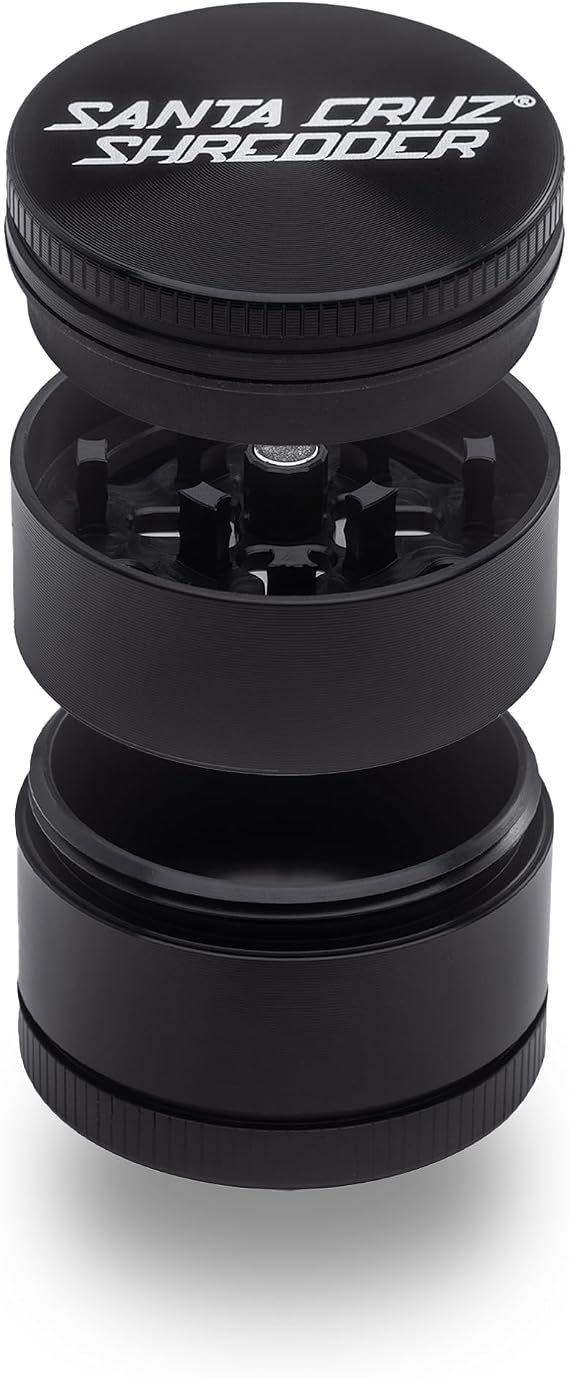 Santa Cruz Shredder Metal Herb Grinder Knurled Top for Stronger Grip 3 Piece Small 1.7" (Black)