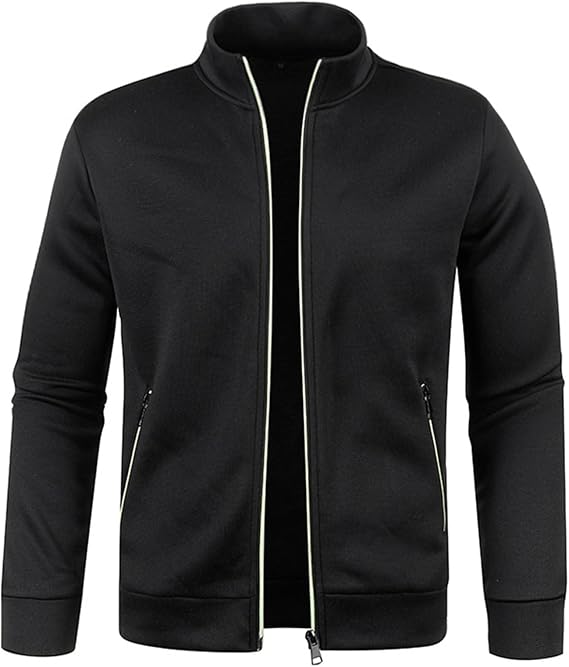 Mens Fleece Full Zip Sweater Stand Collar Casual Lightweight Jackets Soft Winter Warm Windproof Coats Zipper Pockets