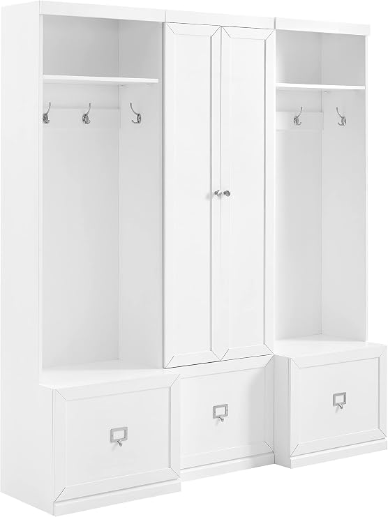 Crosley Furniture Harper 3-Piece Entryway Hall Tree & Storage Cabinet Set