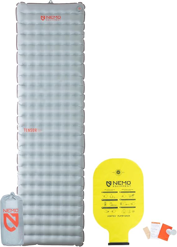 NEMO Equipment Tensor All-Season Sleeping Pad-Blade/Spicy Orange-Reg | Ultralight, Insulated, Inflatable, Backpacking, Camping, Thru-Hiking