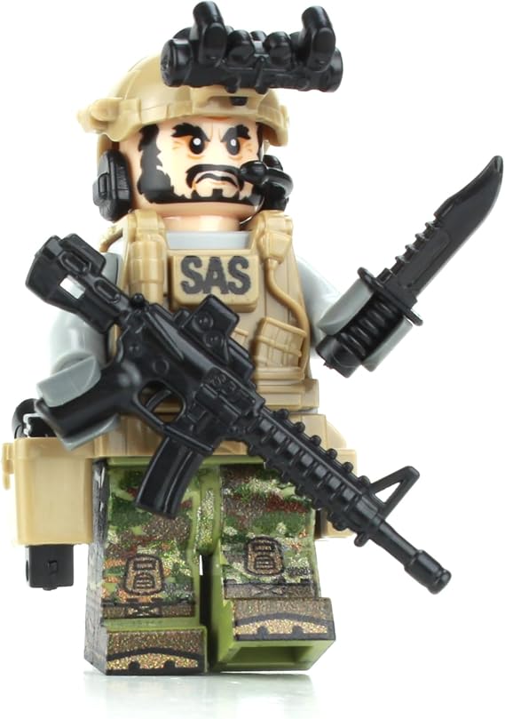 Battle Brick 1.6 Inches Tall Modern British SAS Commando Custom Minifigure | Genuine Military Minifig | Camo Printed in USA | Great Gift for Ages 10+ to Adult AFOL