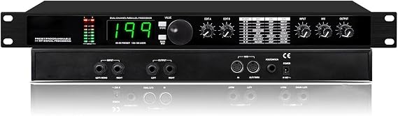 Professional Digital Reverb Multi-Effects Processor, Audio Processor Equalizer, with DSp effect echo, with 199 Presets Programs, Bit Signal Processing for Studio Recording, Stage