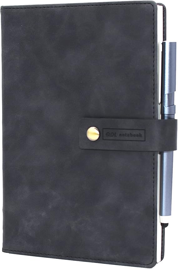 A5 408 Pages/204 Sheets Classic Journal Notebook Office Agenda Planner Organizer Notebook Business Work Record Thickened Meeting Diary Book School Stationery Supplies with Pen (Black)