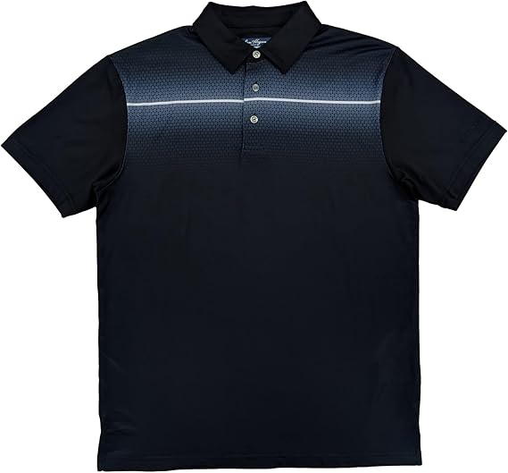 Ben Hogan Mens Black Stripe Short Sleeve Performance Golf Polo Shirt