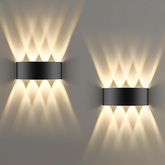 Oumida LED Wall Lights Indoor Modern Black Wall Wash Lights 8W 3000K IP65 LED Sconce Up and Down Wall Lamp for Living Room,Bedroom,Hallway (2 Pack) [Energy Class E]