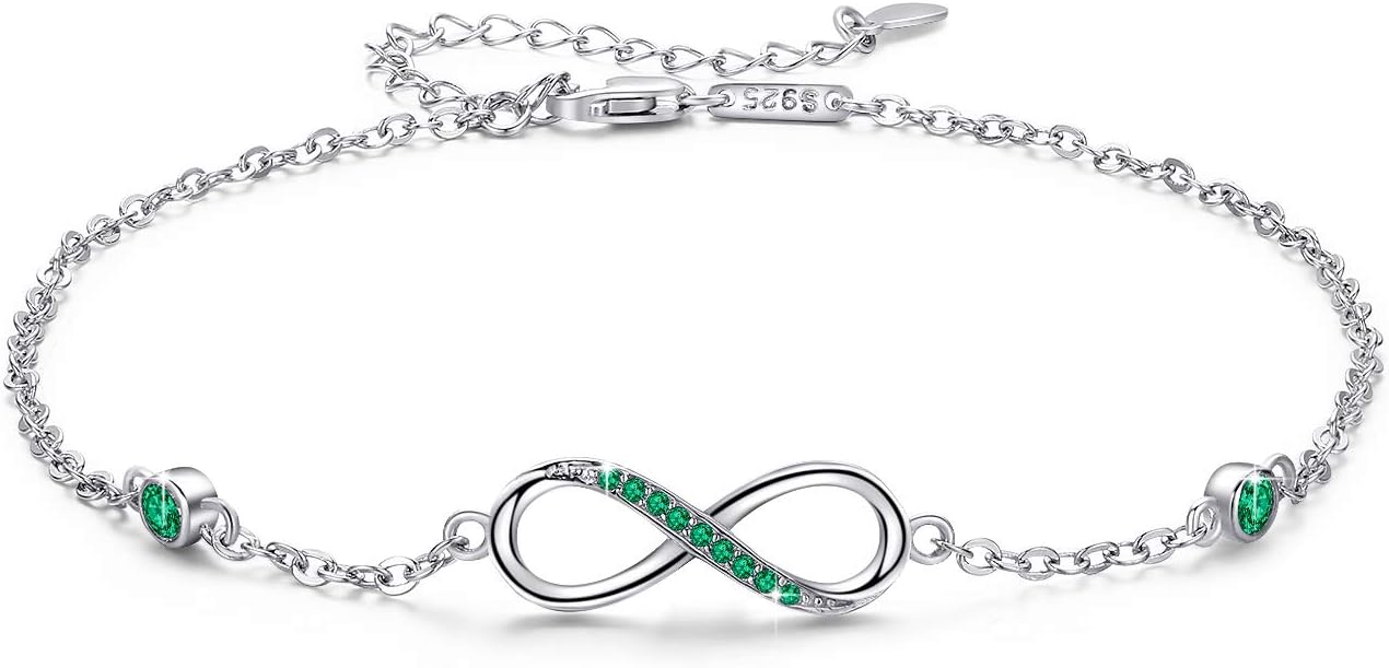 MEDWISE Womens Infinity Anklet Bracelet 925 Sterling Silver Endless Love Symbol Ankle Bracelet Adjustable Plus Size Large Bracelet Gifts for her Mothers Day Gifts