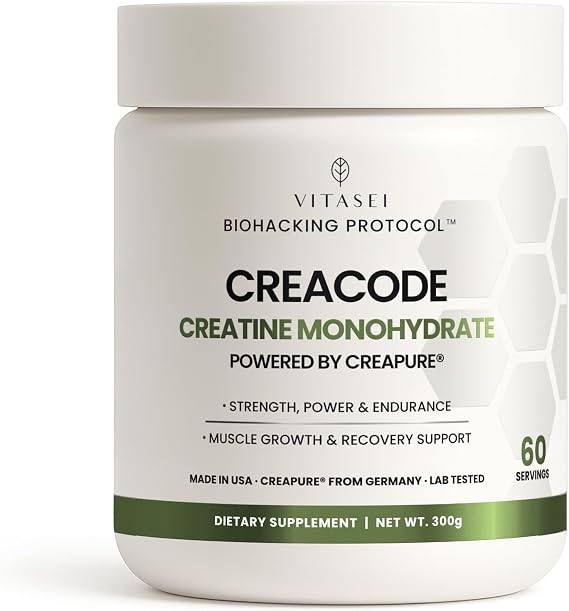 VITASEI Creacode Pure Creapure Creatine Monohydrate Unflavored, 10.58oz