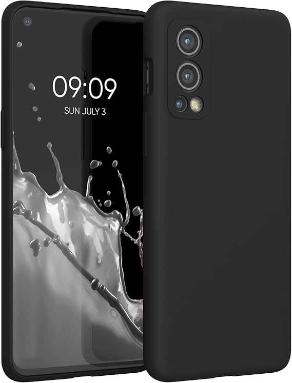 kwmobile Case for OnePlus Nord 2 5G Case - Soft Cover - Shockproof Silicone - Wireless Charging Black Matte