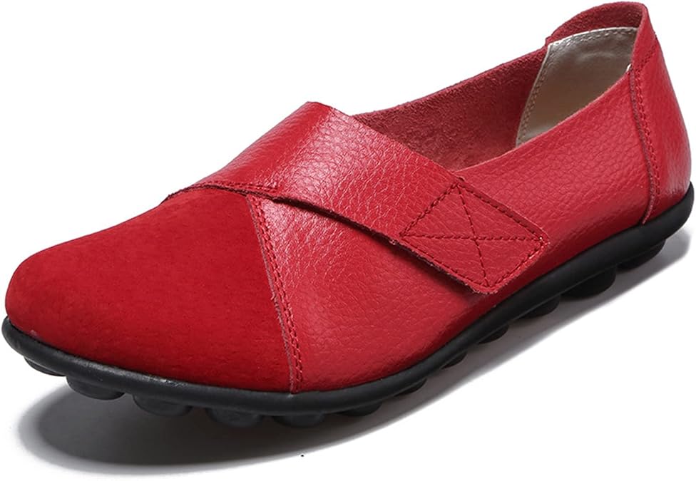 Women Premium Ultra Soft Orthopedic Flats Loafers Leather Slip on Soft Bottom Non-Slip Adjustable Easy On Comfy Large Size Moccasins Walking Dotmalls Shoes (red,13,Women,13)