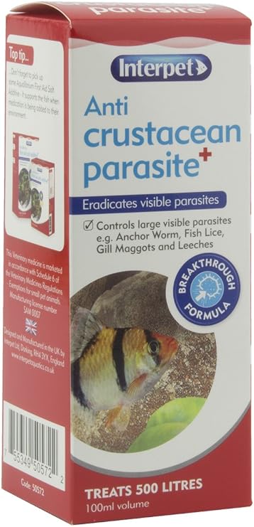 Interpet Anti Crustacean Parasite Aquarium Fish Treatment, Controls Parasites, 100 ml, Treats 500 litres