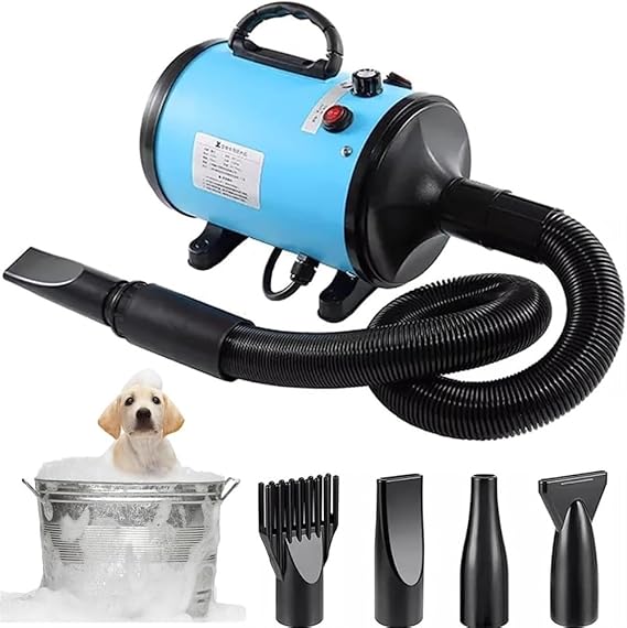 Pet Hair Dryer, 2800W Dog Blaster Dryer Pet Dryer Blower Stepless Speed Professional Pet Grooming Hair Dryer with 4 Different Nozzles for Dog Cat