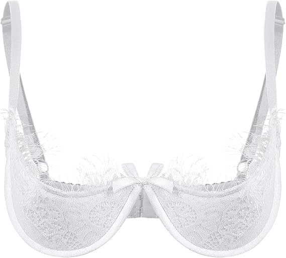 Women's Sexy 1/4 Cup Shelf Bra Underwired Padded Bra Top Lingerie Lace Trim Bralette
