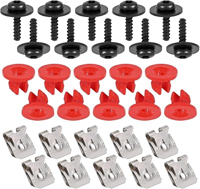 10Sets T30 Engine Splash Shield Guard Undertray Cover Screws Bolt Nut Clip Kit, Engine Under Cover Splash Shield Guard Body Bolt for Ford Focus Fusion Escape Explorer C-Max Transit Connect Lincoln MKC