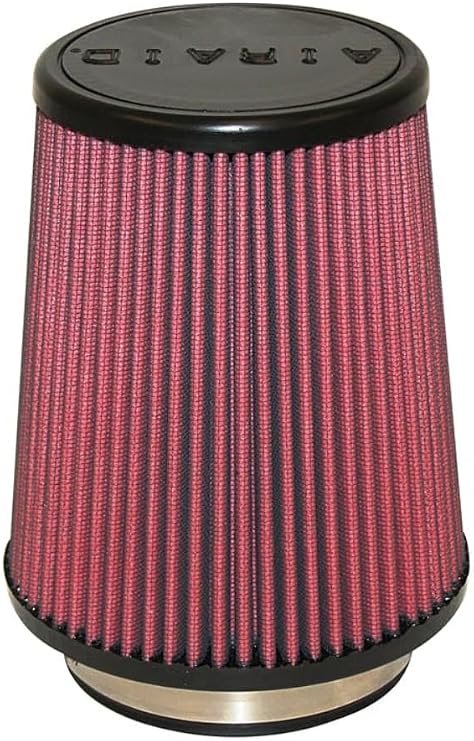 Airaid 700-458 Universal Clamp-On Air Filter: Round Tapered; 4 Inch (102 mm) Flange ID; 7 Inch (178 mm) Height; 7 Inch (178 mm) Base; 4.625 Inch (117 mm) Top