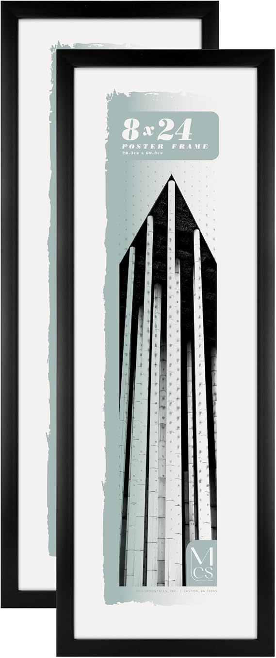 MCS Foundation Poster Frame, 8x24, Black Traditional, 2-Pack
