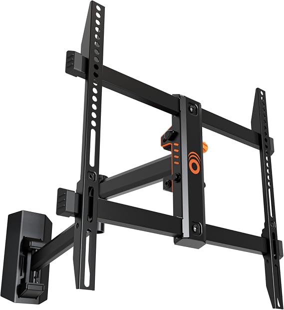 ECHOGEAR SwiftStud Swivel Full Motion TV Wall Mount for TVs Up to 60" - Smooth Extention, Tilt - Wall Template for Easy Install On 1 Stud - Level & Hide Cables After Install