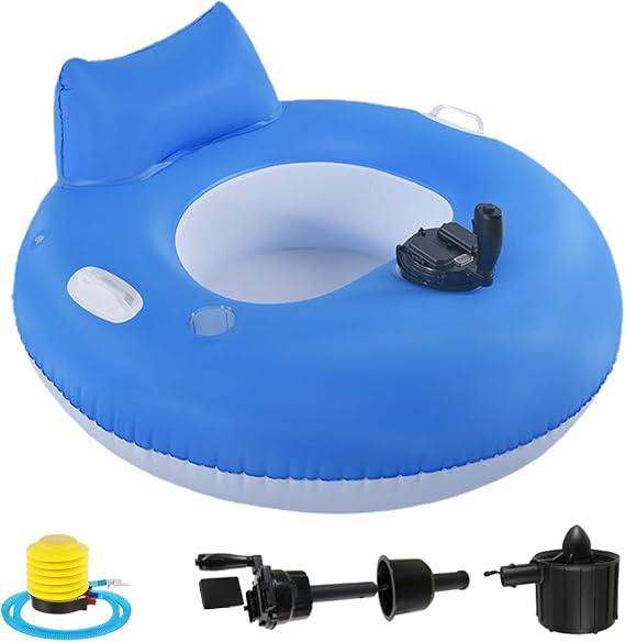 Electric Pool Float Motorized Pool Lounge Chair For Adults, Electric Inflatable Motorized Pools Lounger With Pusher Handles Cup Holder And Pump,Floating Chair For Adults Beach