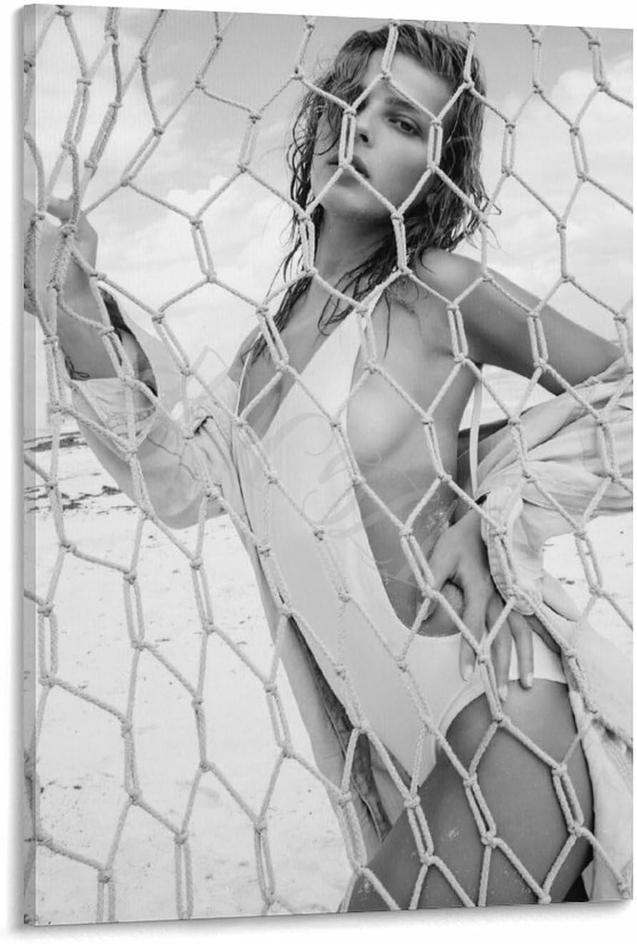 Sexy Big Boobs Big Butt Hot Bikini Girl Poster Black And White Wall Art 5 Canvas Painting Posters And Prints Wall Art for Living Room Bedroom Decor 24x36inch60x90cm Frame-style