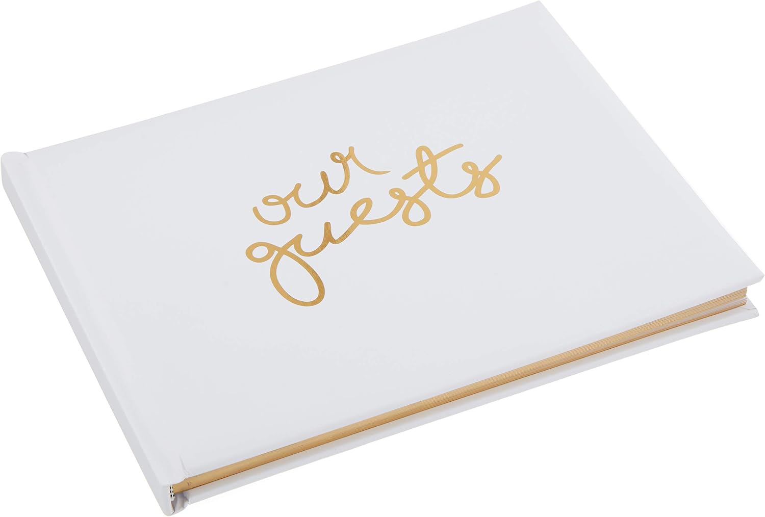 Wedding Guest Book | Perfect Bridal Registry for Signature & Messages | Best Shower Gift | Wedding Day Memory Book | Hard Cover with Gold Foil, 64 Gold Gilded Pages & Ribbon Bookmark | 7” x 9