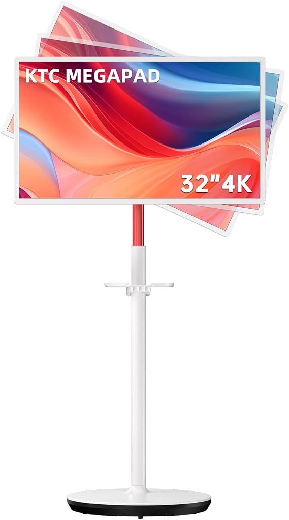 KTC MEGAPAD 32" 4K UHD Smart Portable TV, Google EDLA Certified, Touch Screen Portable Monitor, 8G RAM+128G Storage, 9500mAh Battery, Dual 6W Speakers, Full Swivel Rotation, Remote Control, A32Q7 Pro