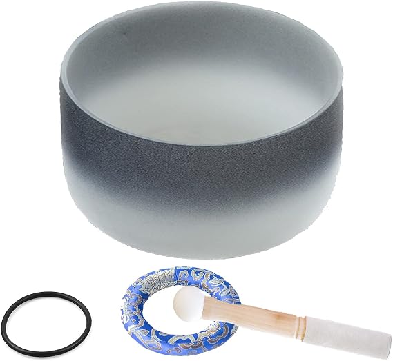 Chakra Crystal Singing Bowl ,432/440 Hz Sound Bowl,Crystal Singing Bowls with O-Ring,Silk Brocade Cushion and New Dual-Purpose Mallet (Color : 432 hz B, Size : 6" B Note)