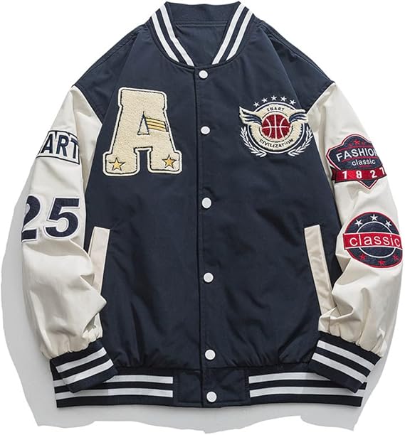 Men's Varsity Baseball Jackets Baseball Bomber Unisex Streetwear Vintage Letter Print Coats Vintage Hip Hop Jackets Baseball Jackets