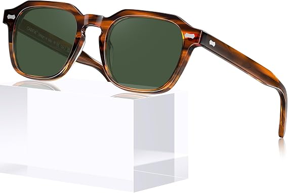 CARFIA Acetate Polarized Sunglasses for Men Retro Square Shades CA5405