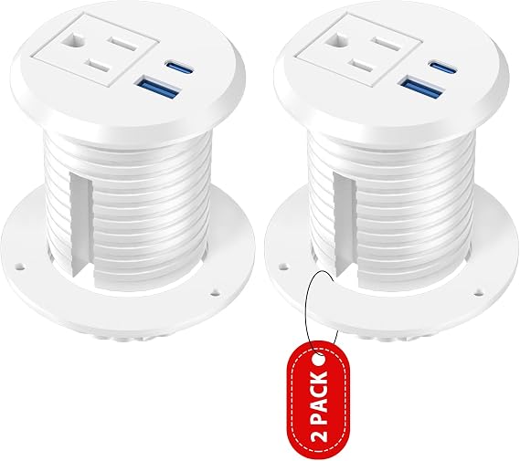 VILONG 2 Inch Recessed Power Grommet, Flush Mount, 20W USB-C Fast Charging