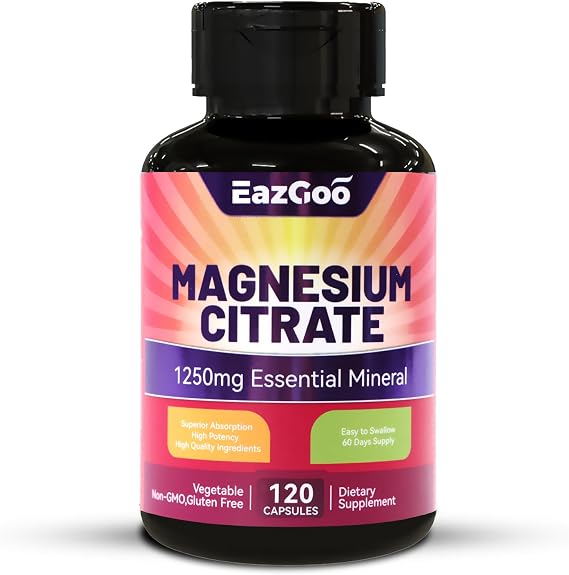 Magnesium Citrate Capsules 1250mg Calm & Relaxation,120 Capsules