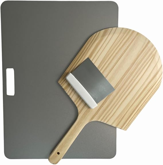 ThermiChef Sourdough Cooking Steel Package - 16" by 22" Cooking Steel (1/4" Thickness) with Pizza Peel and Dough Cutter - Made in the USA