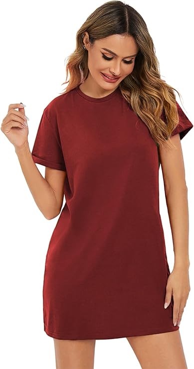 Milumia Women's Casual Short T Shirt Dress Short Sleeve Straight Mini Tee S
