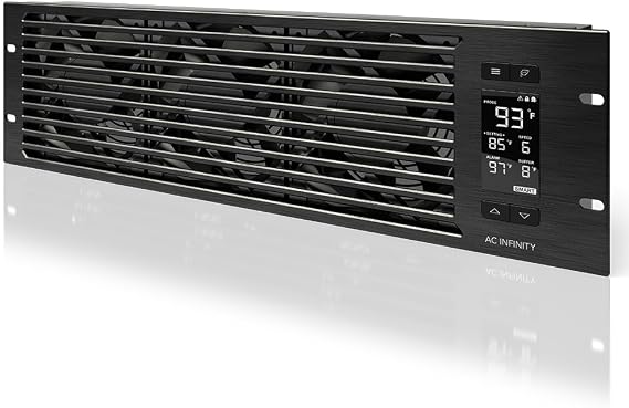 AC Infinity CLOUDPLATE T9, Rack Mount Fan Panel 3U, Exhaust Airflow, for Cooling AV, Home Theater, Network 19 Racks