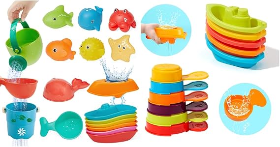 11PCS Baby Bath Toys & 16PCS Bath Toys for Kids