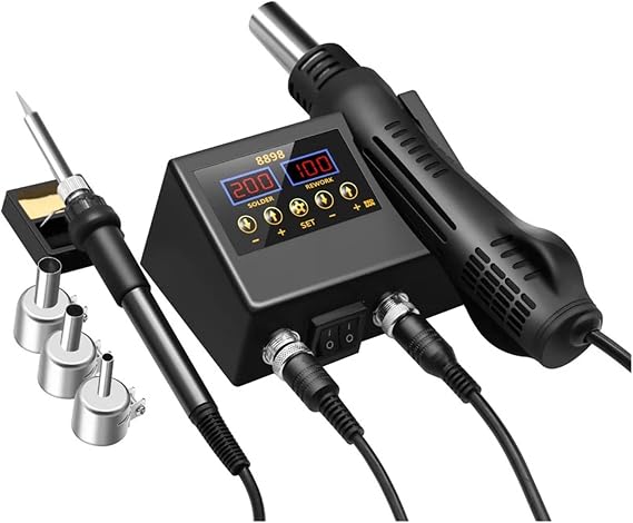 8898 SMD Rework Soldering Station 2 in 1 Hot Air Soldering Iron LCD Digital Display Welding Station for BGA PCB IC Repair 8586D
