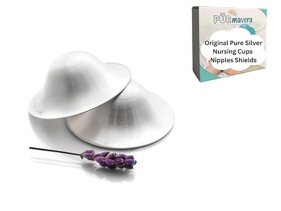 Silver Nursing Cups Nipple Cover Nipple Soother for Newborn Breastfeeding Moms, The Original 925 Silver Nursing Cups