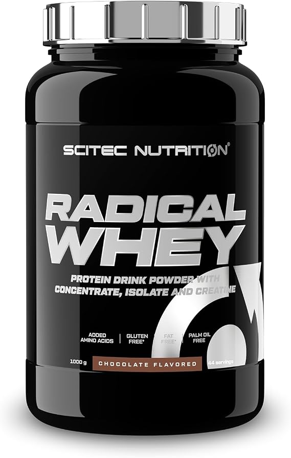 Scitec Nutrition Radical Whey - Whey Protein Concentrate and Isolate - with Creatine and BCAAs - Gluten Free - Fat Free, 1000 g, Chocolate