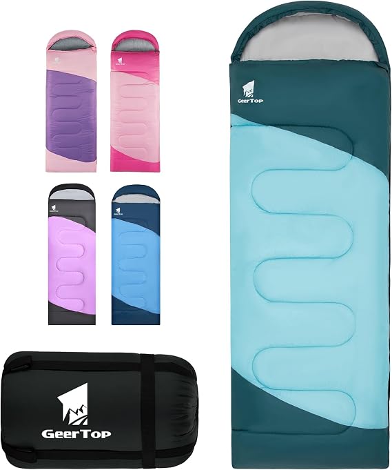GEERTOP Backpacking Sleeping Bag for Camping, Lightweight Sleeping Bags for Adults Kids Summer Warm Cold Weather Hiking Travel