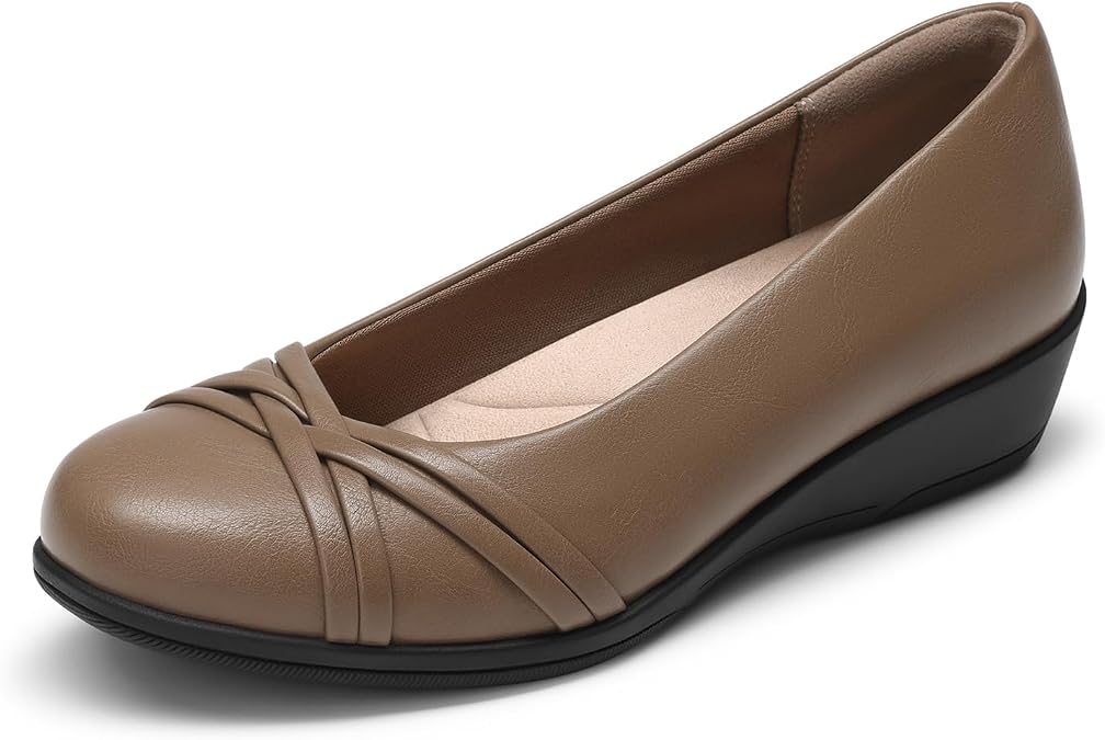 DREAM PAIRS Women's Low Wedges Closed Toe Dressy Flats