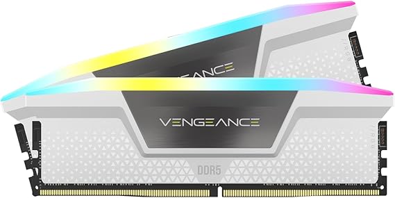 CORSAIR Vengeance RGB DDR5 32GB (2 x 16GB) Up to 6000MHz Intel RAM CMH32GX5M2B6000C36W Desktop Gaming Memory Compatible with Intel XMP 3.0 CL36 White