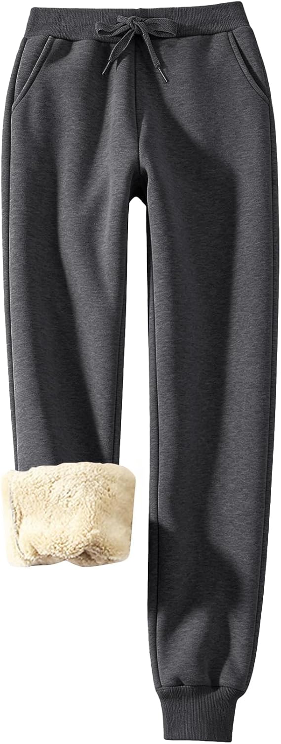 Flygo Women's Sherpa Fleece Lined Joggers Sweatpants Winter Warm Pants