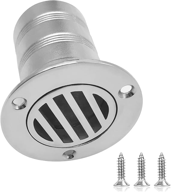 YANYUCB Boat Deck Floor Drain Fittings,Marine Grade 316 Stainless Steel Deck Drain Fittings,Thru Hull Deck Drain Scupper Pipe with Screws,for Boat,Yachts Drainage Systems