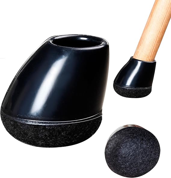 24 PCS Small Chair Leg Floor Protectors for Hardwood Floors, Round Silicone Caps with Felt Pads for 15-25 Slanted Legs, Chair Leg Covers to Protect Floors, Anti-Scratch&Noise(Black, Fit 0.55"-0.75")