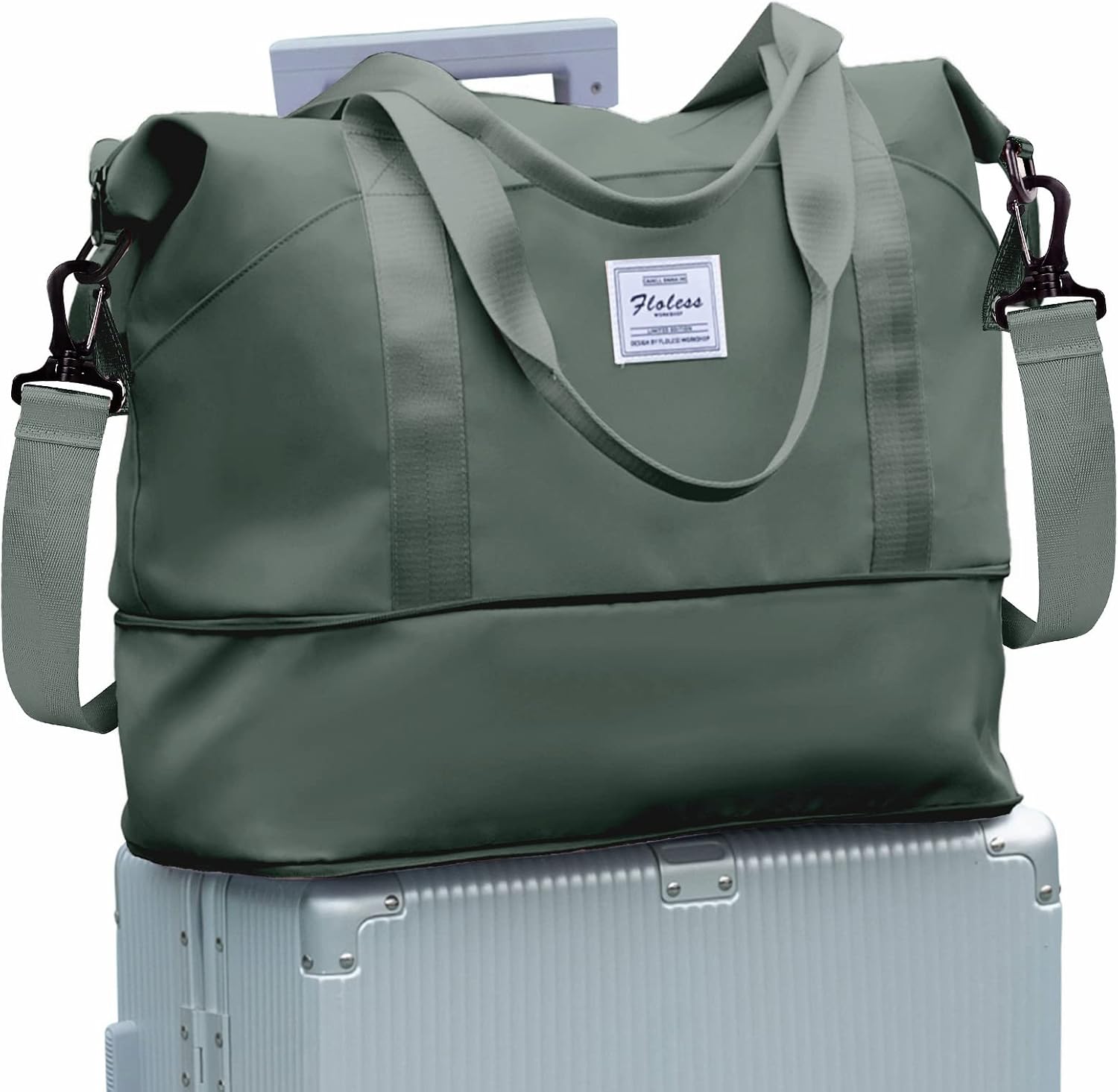 SZLX Ryanair Cabin Bag 40x30x20 Duffel Bag, Wizzair Travel Duffel Weekend Bag with Trolley Sleeve, Dry & Wet Seperated Sports Gym Waterproof Carry On Bag for Women Men Weekender Hospital ToteGreen
