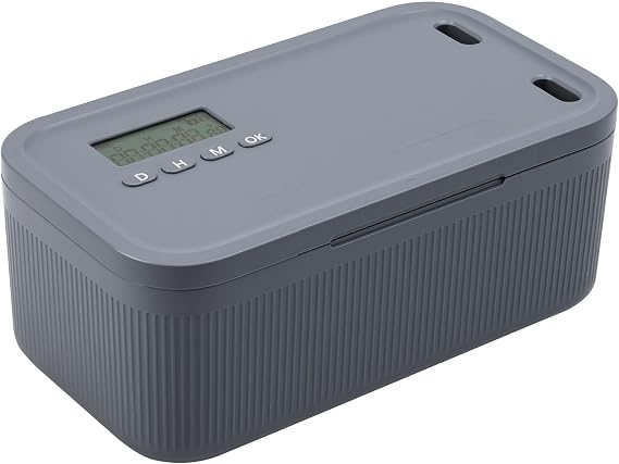 Timed Lockable Storage Box Small Safe Timed Medicine Storage Box Phone Lock Case Fridge Snack Locking Container Unplug from Phones,Video Games,Social Media,Snacks&Cravings (gray)