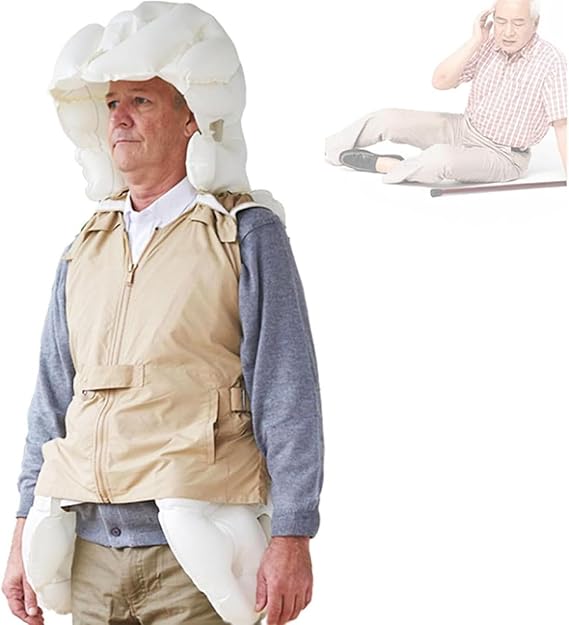 Intelligent airbag Suit Reuse Anti Fall airbag Vest For Elderly Airbag Jacket to Protect the Elderly From Tumbles,Airbag Triggers In 0.08 Seconds,with Positioning MaleKhaki-L