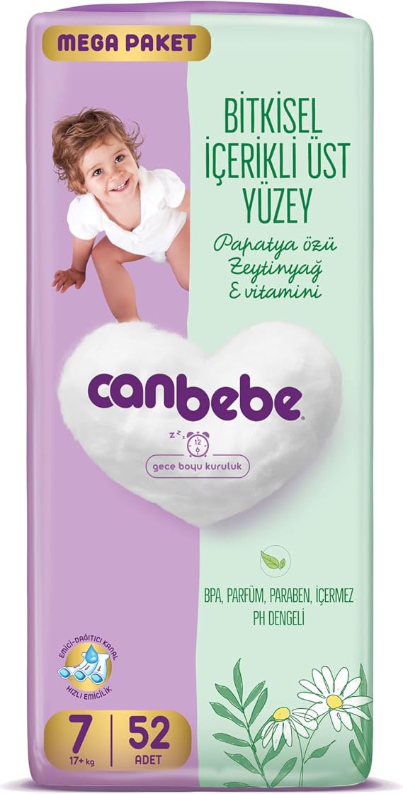 Canbebe Bebek Bezi 7 Beden (17+ kg) 52 Adet