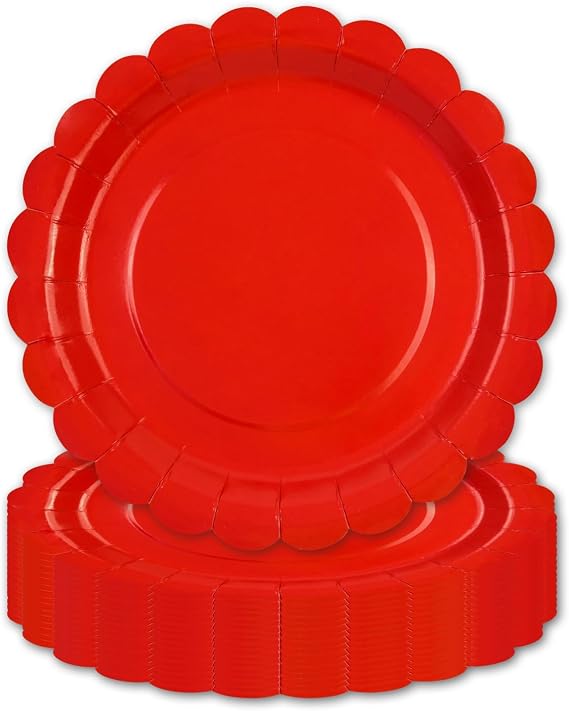 Pack of 50 red paper plates 18 cm dessert plates disposable tableware table decorations party tableware for wedding garden birthday party Christmas